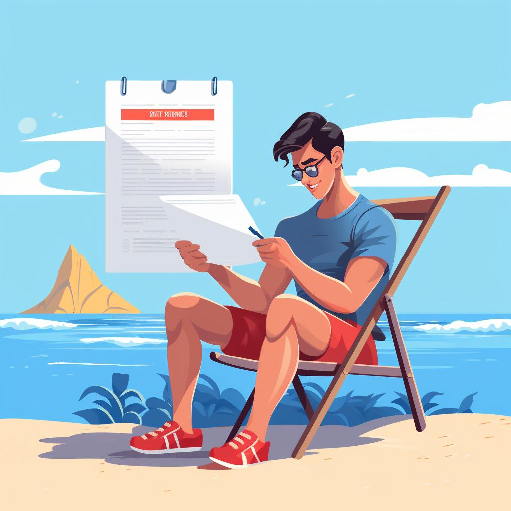 A person reading a lifeguard test requirement document