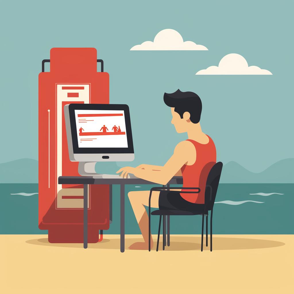 Person taking a lifeguard practice test on a computer
